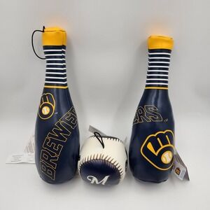 Milwaukee Brewers Good Stuff MLB Logo Souvenir Bat & Ball Plush Toy Set‎ of 3
